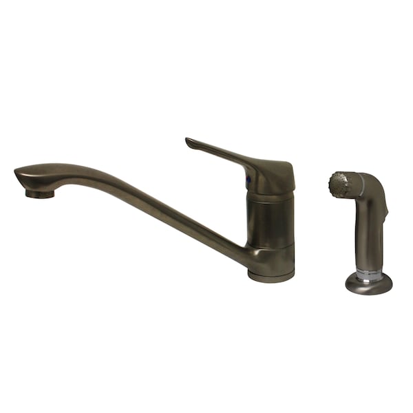 Whitehaus Metrohaus Sgl Lever Faucet W/ Matching Side Spray, Nckl - Pvd WH76574-BN - main